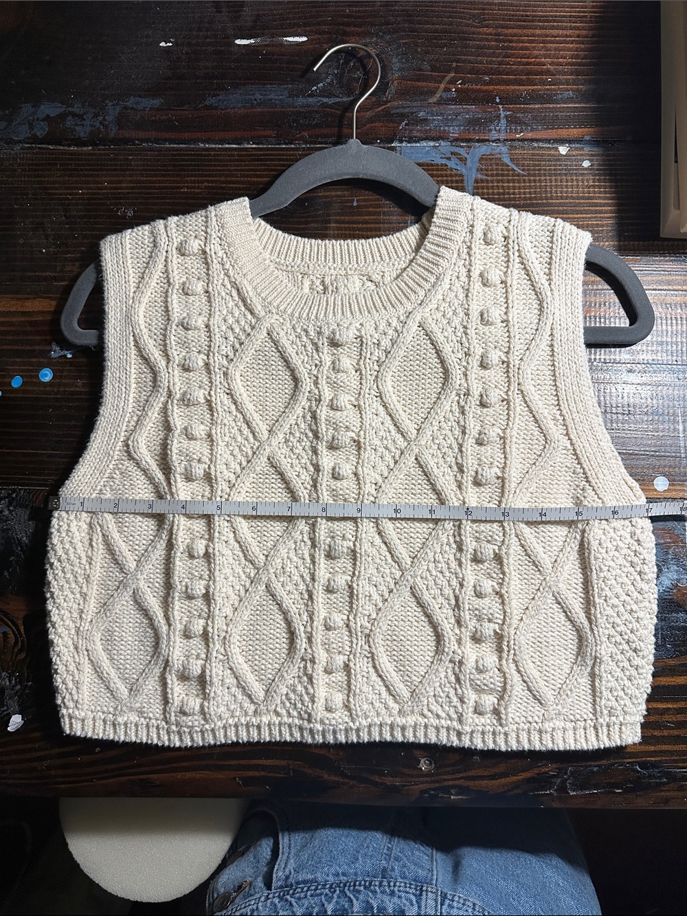 Zara Cream Cable Knit Cropped Sweater Vest - Picture 6 of 9
